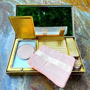 Vintage Evans Box Clutch Purse Gold Two Sided Compact Cigarette Minaudiere 1930